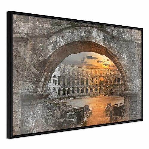 Paris Prix Affiche Murale Encadrée Sunset in the Ancient City 30 x 20 cm Noir