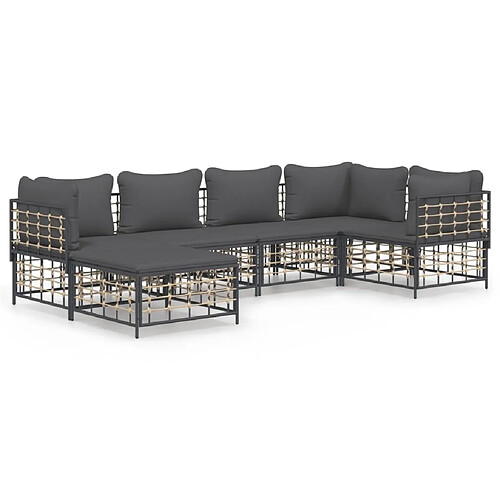 Maison Chic Salon de jardin 6 pcs + coussins - Mobilier/Meubles de jardin - Table et chaises d'extérieur anthracite résine tressée -MN21572