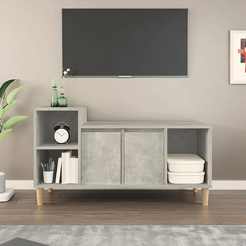 vidaXL Meuble TV Gris béton 100x35x55 cm Bois d'ingénierie