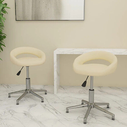 vidaXL Chaises pivotantes à manger lot de 2 crème similicuir