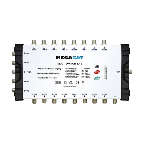 MEGASAT 5/16 Multiswitch Commutateur 5 entrées / 16 sorties