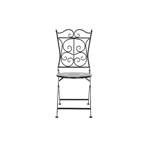 Pegane Lot de 2 chaises de jardin en fer forgé noir - Largeur 39 x Hauteur 93 x Profondeur 50 cm