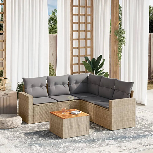 vidaXL Salon de jardin avec coussins 6 pcs beige résine tressée