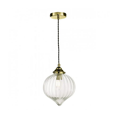 Luminaire Center Suspension Mya Laiton antique,verre 1 ampoule 25,5cm