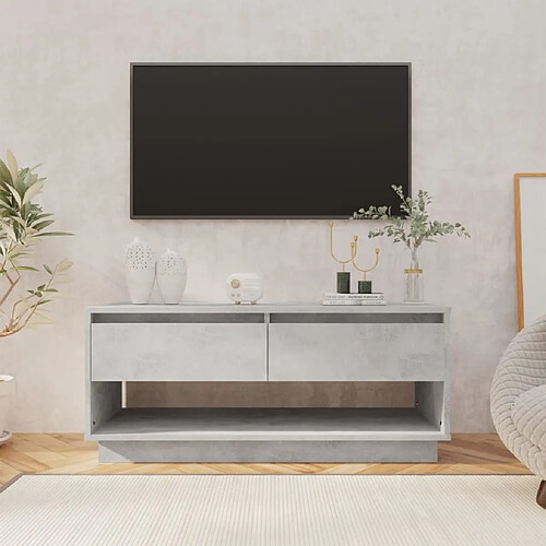 Maison Chic Meuble TV scandinave - Banc TV pour salon Gris béton 102x41x44 cm Aggloméré -MN58622