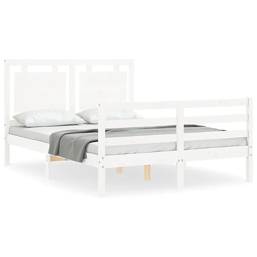 Maison Chic Cadre/structure de lit avec tête de lit pour adulte - Lit Moderne Chambre blanc 140x190 cm bois massif -MN87607