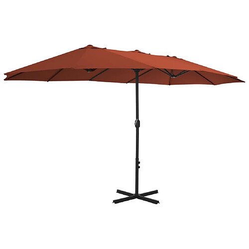 Helloshop26 Parasol avec poteau en aluminium 460 x 270 cm orange 02_0008137