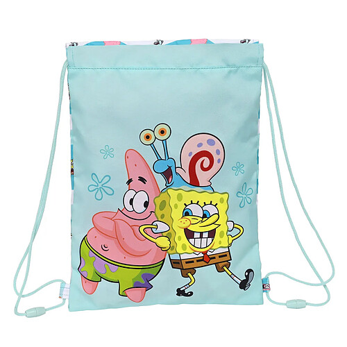 Sac à dos serré par des ficelles Spongebob Stay positive Bleu Blanc (26 x 34 x 1 cm)