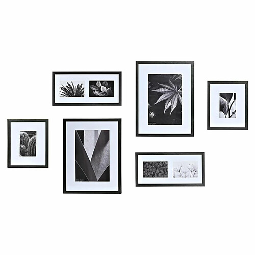 Cadre photo DKD Home Decor 33 x 2 x 45 cm Verre Noir Blanc/Noir Bois MDF (6 Pièces)