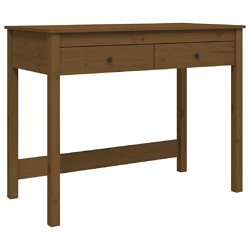 Maison Chic Bureau solide,Table de travail,Bureau d'ordinateur avec tiroirs Marron miel 100x50x78 cm Bois massif de pin -GKD97754