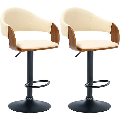 Non Lot de 2 tabourets de bar Nilse simili cuir noir