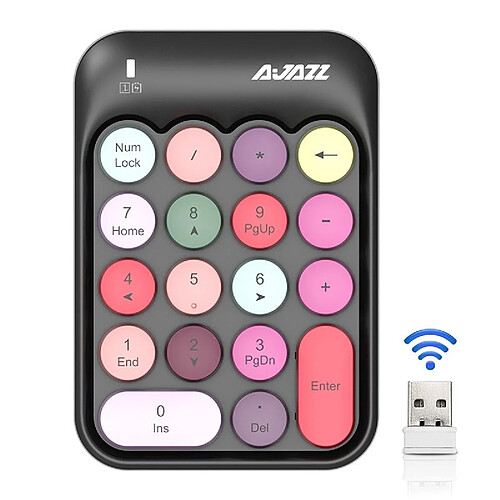 Wewoo Clavier numérique sans fil Ajazz AK18 2.4G Mini touches de couleur mélangée noir