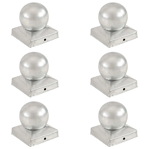 vidaXL Bouchons de poteau 6 pcs Globe final Métal galvanisé 91x91 mm