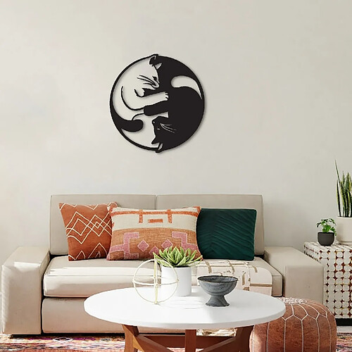 DEKORY Ying Yang Chat Décoration murale en métal - 40x42 cm