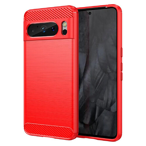 Htdmobiles Coque pour Google Pixel 8 Pro 5G - housse etui silicone gel carbone + film ecran - ROUGE