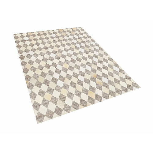 Beliani Tapis en cuir beige et marron 160 x 230 cm SESLICE