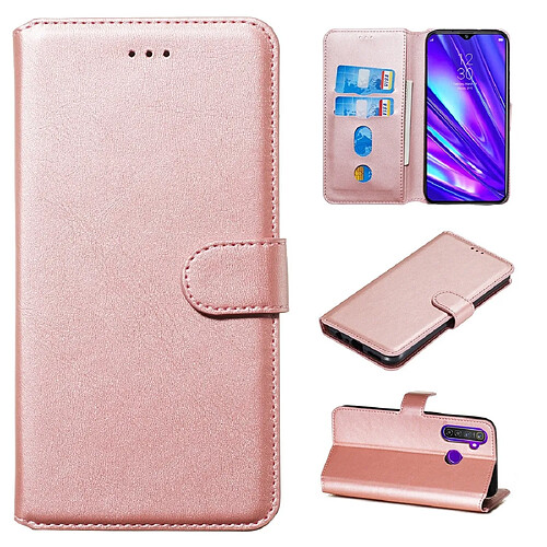 Wewoo Housse Coque Pour OPPO Realme 5 Pro / Q Classic Calf Texture Horizontal Flip PU en cuiravec support et fentes cartes et portefeuille or rose