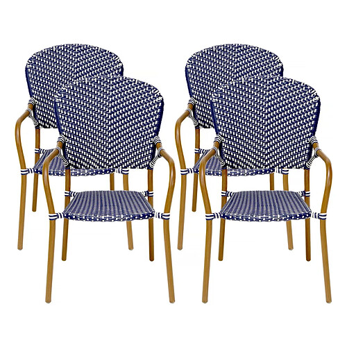 Habitat Et Jardin Lot de 4 chaises d'extérieur bistro Maya - Bleu