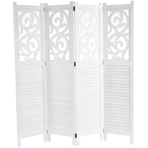 Decoshop26 Paravent 4 panneaux en bois blanc 170x160cm PAR04035