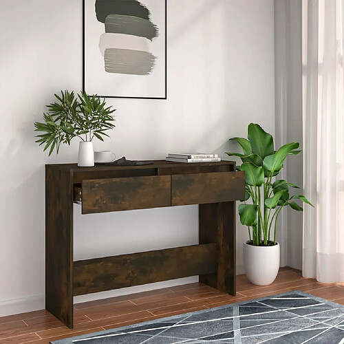 vidaXL Table console chêne fumé 100x35x76,5 cm bois d'ingénierie