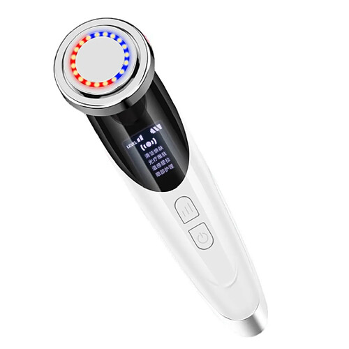 Chrono Appareil de beauté pour le rajeunissement de la peau Appareil de beauté à LED pour masseur minceur avec masseur facial à 4 modes pour le levage du visage, vibration, vibration, rides, anti-âge(Blanc)