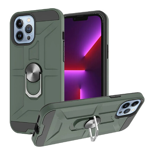 Coque en TPU amovible, hybride avec béquille rotative vert pour votre Apple iPhone 13 Pro 6.1 pouces