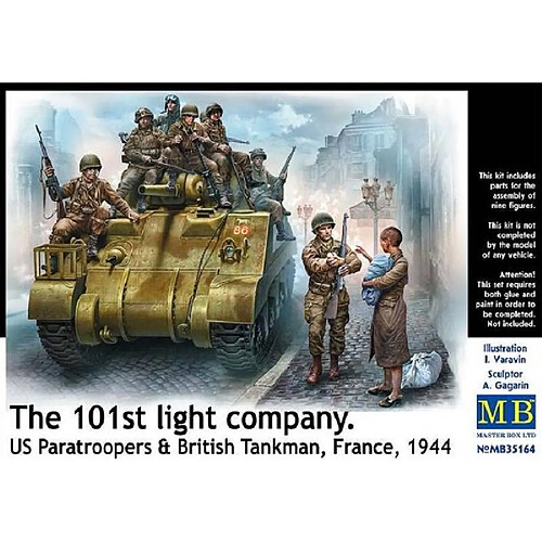 Master Box Figurine Mignature The 101th Light Company Us Paratroopers & British Tankman