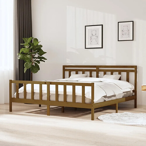 vidaXL Cadre de lit sans matelas marron miel bois massif 200x200 cm