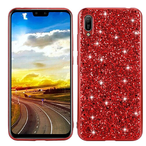 Wewoo Coque Pour Huawei Y6 Pro / Enjoy 9e Glittery Powder Shockproof TPU Case Red