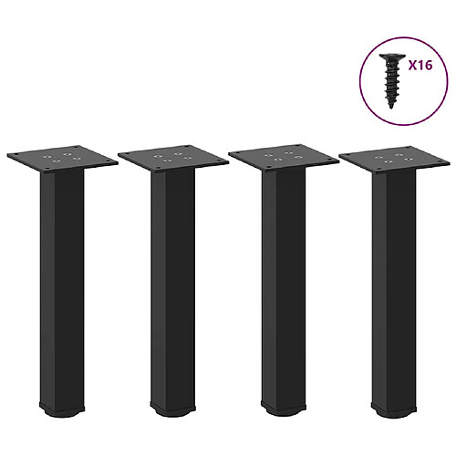 vidaXL Pieds de table basse 4 pcs noir 30-32 cm acier