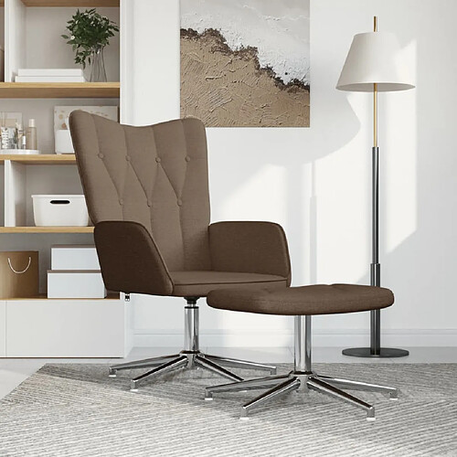 vidaXL Chaise de relaxation avec tabouret Marron Tissu