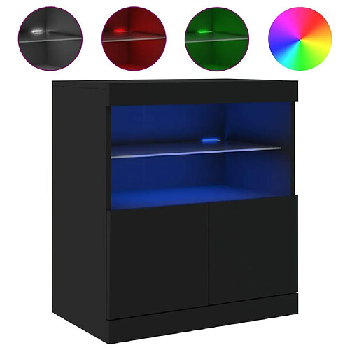 Maison Chic Commode Buffet - Meuble de rangement avec lumières LED noir 60x37x67 cm -GKD19080