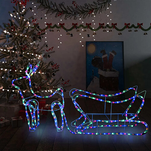 vidaXL Décoration de Noël d'extérieur Renne et traîneau 252 LED