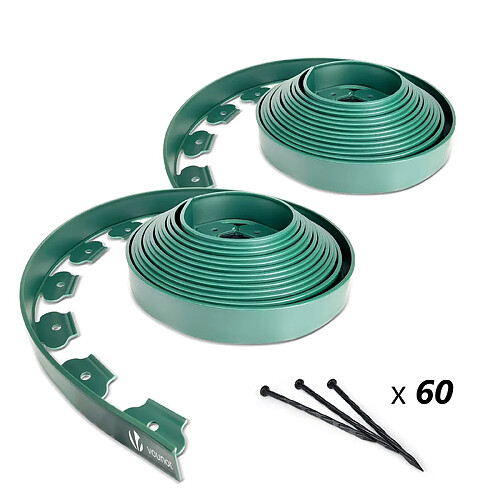 Vounot Bordure de Jardin en Plastique 10M Lot de 2 pcs