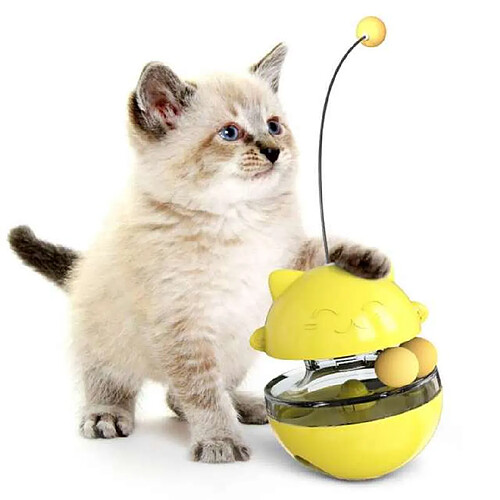 Universal Jouets pour chats Jouets interactifs pour chats Boule à tumbler Traitement pour animaux de compagnie Jouets à fuite avec double boule à boule Baguette taquinante pour chatons Chiots & 124 ; Jouets pour chats (jaune)