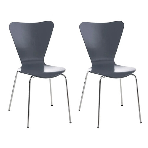 Decoshop26 Lot de 2 chaises de séjour bureau en bois gris et métal CDS10012