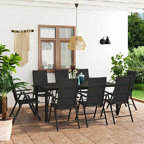 Salle à manger de jardin 9 pcs,Table et chaise à dîner Noir -MN17596