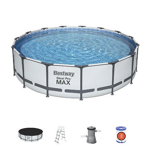 Piscine Hors-sol Tubulaire Bestway Steel Pro Max 457x107 cm Épurateur à Cartouche de 3 028 L/H Bâche et Échelle