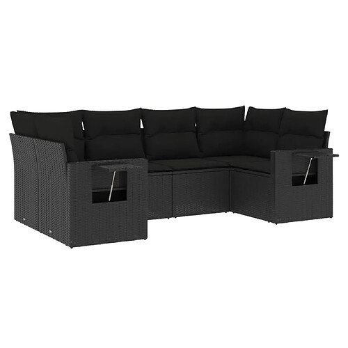 Maison Chic Salon de jardin 6 pcs avec coussins | Ensemble de Table et chaises | Mobilier d'Extérieur noir résine tressée -GKD73940