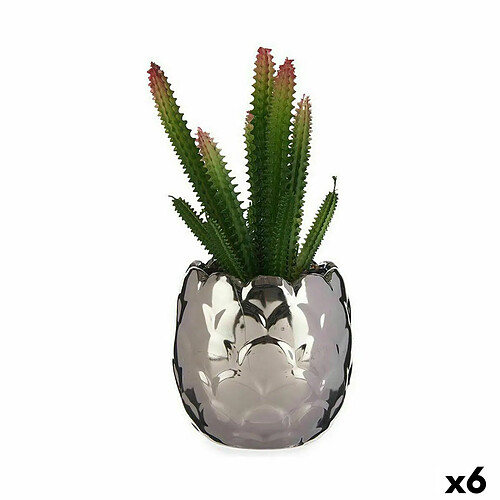 Ibergarden Plante décorative Cactus Céramique Plastique 10 x 20 x 10 cm (6 Unités)