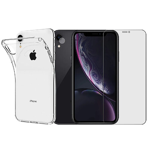 Protection intégrale Verre Trempé pour iPhone XR + Verre Trempé Caméra Arrière + Coque souple silicone transparente - Visiodirect -