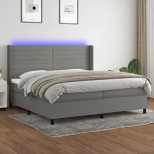 vidaXL Sommier à lattes de lit matelas LED Gris foncé 200x200 cm Tissu