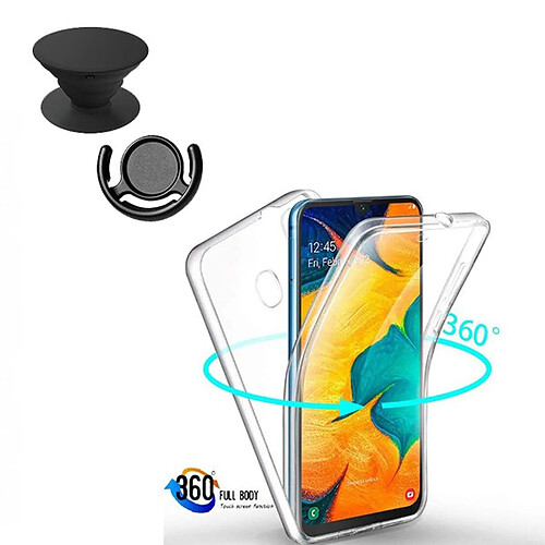 PHONECARE Kit Coque 3x1 360° Impact Protection + 1 PopSocket + 1 Support PopSocket Noir - Impact Protection - Samsung A40s