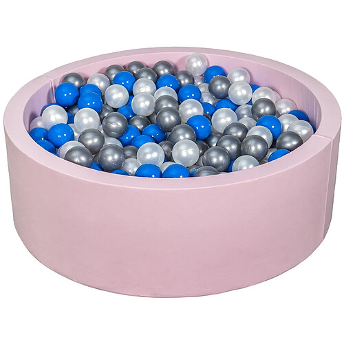 Velinda Piscine à balles Aire de jeu + 450 balles rose perle, bleu, argent