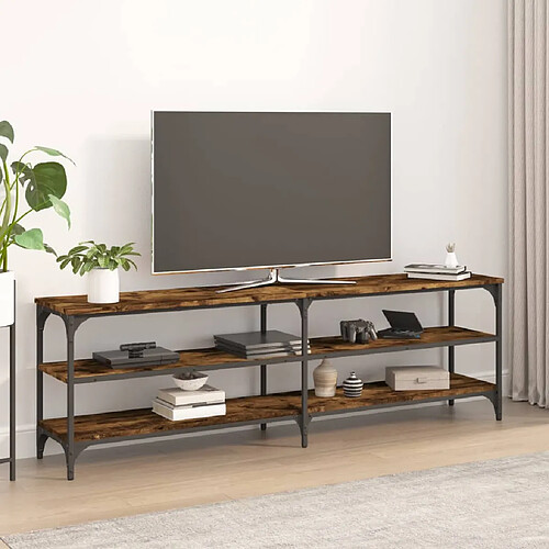 vidaXL Meuble TV chêne fumé 160x30x50 cm bois d'ingénierie