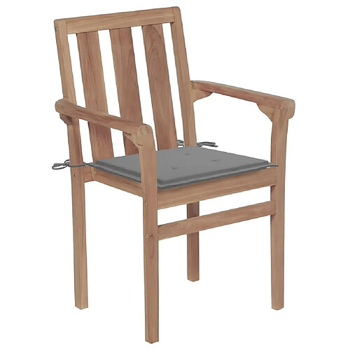 Maison Chic Lot de 6 Chaises de jardin avec coussins,Fauteuil d'extérieur empilables Teck solide -MN99097