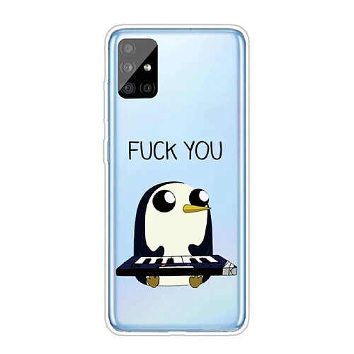 Coque en TPU impression de motifs sylish pingouin avec piano pour votre Samsung Galaxy A51 SM-A515