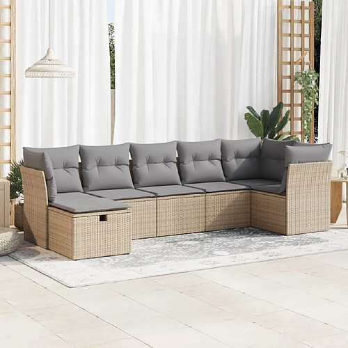 vidaXL Salon de jardin avec coussins 7 pcs beige résine tressée