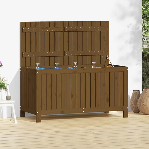 vidaXL Boîte de rangement de jardin Marron miel 121x55x64 cm Bois pin