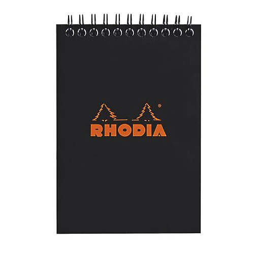 Bloc bureau Rhodia noir spirale 80 feuilles 5 x 5 cm n° 13 format 10,5 x 14,8 cm - Lot de 5